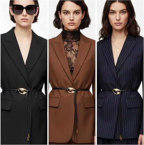 TIESOME Tie Belt, Rope Style Thin Black Leather Tie Belts With Gold Buckle, Boho Waist Belt For Dresses Skirts Jeans Pants, Adjustable Casual & Formal in Saudi Arabia
