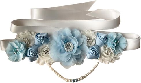 Handmade Baby Shower Sash Pearls Maternity Sash Flower Belt in Saudi Arabia
