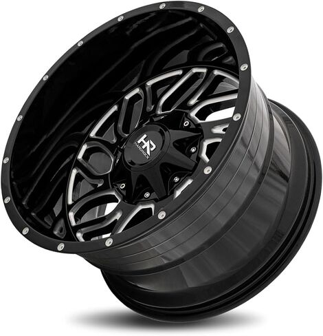 هارد روك H707 المدمرة 20x12 8x6.5 "-51 ملم حافة عجلة سوداء/مطحونة 20 بوصة H707-201281151GBM in Kuwait