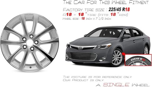 New Single 18" 18x7.5 Inch Alloy Wheel for 2013-2015 Toyota Avalon | OEM Design Replacement Rim | Machined Silver | Direct Fit - OE Stock Specs | 69624 in Kuwait