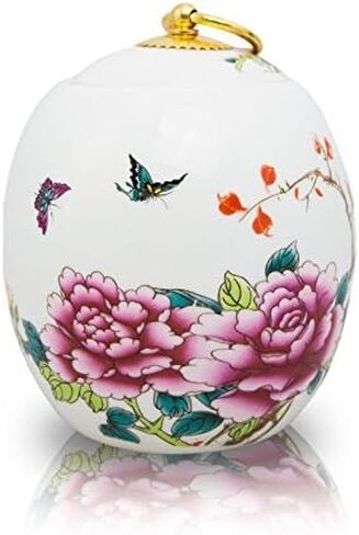 جرة حرق الجثث المصنوعة من السيراميك على شكل فراشة للرماد - متوسطة - تحمل ما يصل إلى 60 بوصة مكعبة من الرماد - جرة حرق الجثث البيضاء in Kuwait