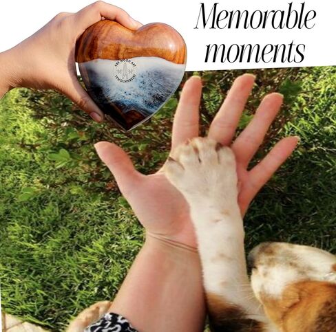 Ocean-Inspired Epoxy Resin Wooden Heart Urn Keepsake Urn for Human & Pet Ashes, Brown, Heart Pattern, 4x4x2 Inches, 6 Cubic Inches, Handcrafted Rosewood & Resin in Kuwait