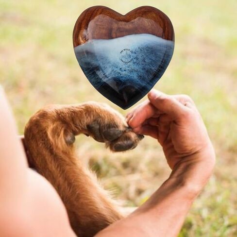 Ocean-Inspired Epoxy Resin Wooden Heart Urn Keepsake Urn for Human & Pet Ashes, Brown, Heart Pattern, 4x4x2 Inches, 6 Cubic Inches, Handcrafted Rosewood & Resin in Kuwait