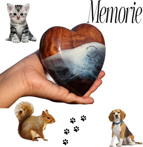 Ocean-Inspired Epoxy Resin Wooden Heart Urn Keepsake Urn for Human & Pet Ashes, Brown, Heart Pattern, 4x4x2 Inches, 6 Cubic Inches, Handcrafted Rosewood & Resin in Kuwait