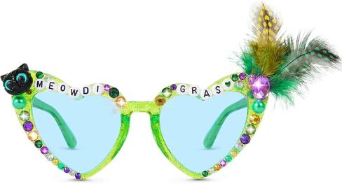 YOGFIT Mardi Gras Sunglasses for Women Men, Mardi Gras Beads Heart Sunglasses for New Orleans Carnival Parade Accessories in Kuwait