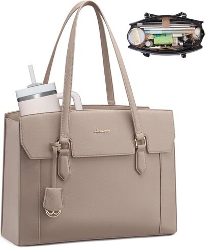 LOVEVOOK Laptop Tote Bag for Women,Computer Work Bag With Large Cup Holder,15.6 Inch Waterproof PU Leather Purse Briefcase for Teacher in Saudi Arabia