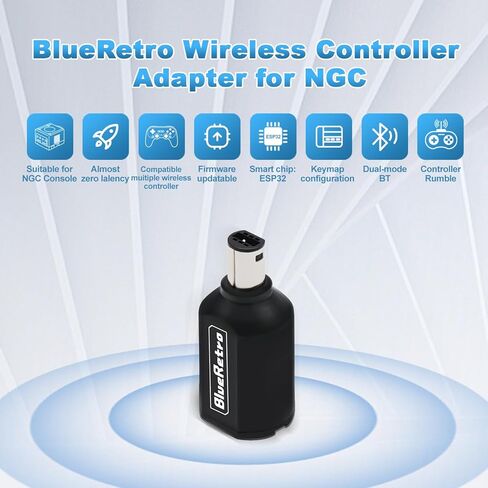 محول وحدة التحكم اللاسلكية RetroScaler NGC - يدعم وحدة تحكم الألعاب NGC، متوافق مع وحدات تحكم PS3/PS4/PS5، وXbox One S، وSeries X/S، وSwitch Pro Bluetooth in Kuwait