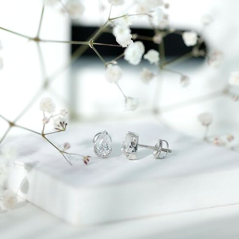 أقراط مويسانيتي معتمدة 1.5 قيراط من الفضة، جودة D-Vs1، أقراط مويسانيتي للسيدات (مثالية للهدايا) in Kuwait