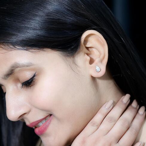 أقراط مويسانيتي معتمدة 1.5 قيراط من الفضة، جودة D-Vs1، أقراط مويسانيتي للسيدات (مثالية للهدايا) in Kuwait