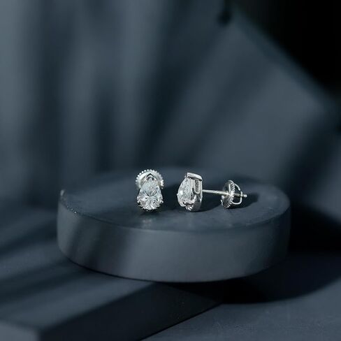 أقراط مويسانيتي معتمدة 1.5 قيراط من الفضة، جودة D-Vs1، أقراط مويسانيتي للسيدات (مثالية للهدايا) in Kuwait