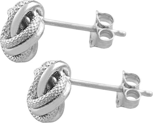 Kooljewelry 10k White Gold Textured Love Knot Earring in Saudi Arabia