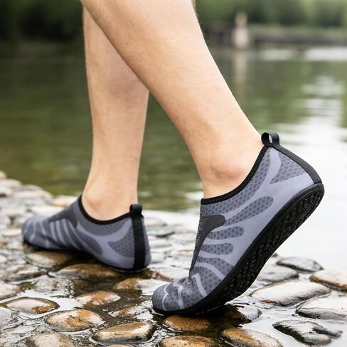 Mens Womens Water Shoes Quick Dry Barefoot Shoes Non-Slip Aqua Socks for Beach Swim Grey Wave in Saudi Arabia