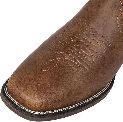 J's.o.l.e Cowboy Boots for Men Square Toe Western Dress Boots Casual Mid Calf Pull On Riding Boot Brown in Saudi Arabia