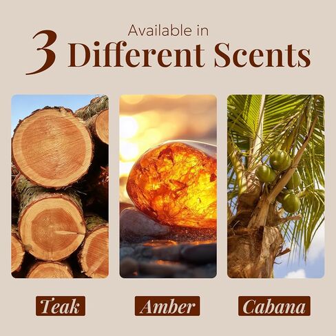 معطر هواء للسيارة - معطر هواء خشبي - خشب الساج العنبر كابانا - معطرات سيارة طبيعية تدوم طويلاً - مشبك متضمن in Kuwait