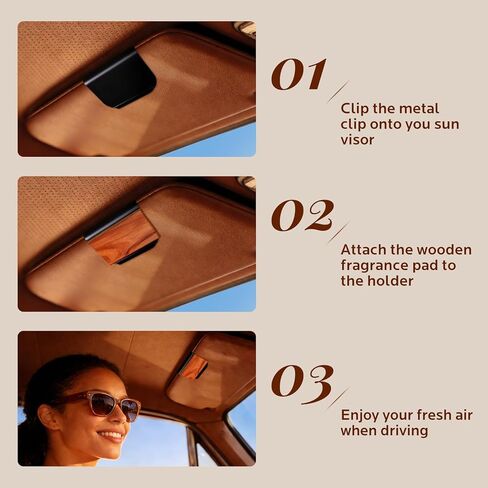 معطر هواء للسيارة - معطر هواء خشبي - خشب الساج العنبر كابانا - معطرات سيارة طبيعية تدوم طويلاً - مشبك متضمن in Kuwait