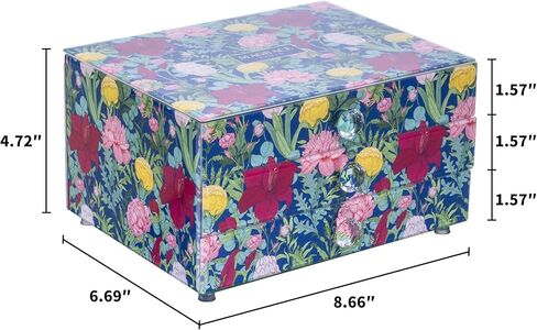 MAGRACE 3-Tier Jewelry Box with Mirror, Floral Glass Shell Jewelry Storage & Oragnizer with Flip Top & 2 Drawers, Green Velvet Lining, Vanity Countertop Decor (Medium) in Saudi Arabia