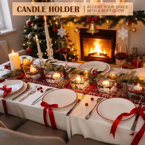 9 عبوات من المزهريات الزجاجية المربعة مقاس 4 × 4 × 4 بوصة، مزهرية زهور شفافة للقطع المركزية، حامل شموع لمناسبات الزفاف، ديكور المنزل in Kuwait