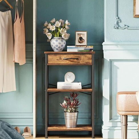 Small Printer Table for Home Office, 3-Tier Printer Stand with Drawer,Tall Side Table with Storage, Nightstands for Bedroom, End Table for Living Room in Kuwait