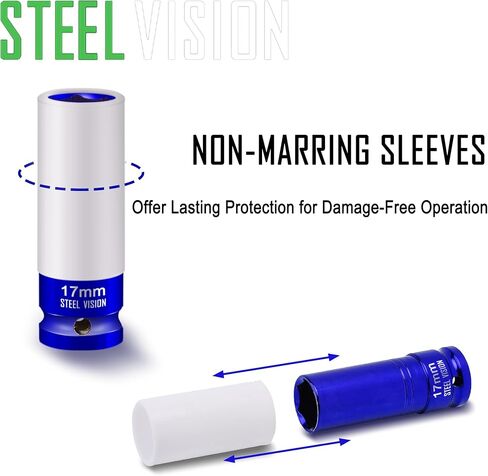 مجموعة مقابس صدمات صامولة المحرك مقاس 1/2 بوصة من Steel Vision، 7 قطع مترية 17، 19، 21، 22، 23، 24 و27 مم، مجموعة مقابس عجلات من سبائك Cr-Mo، مجموعة مقابس صدمات صمولة عميقة مرمزة بالألوان in Kuwait