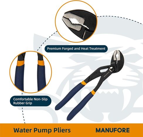 كماشة مضخة مياه من مانفور، 7/10/12 بوصة كماشة مفصلية سريعة الفك مع فك على شكل حرف V، لأنابيب الإمساك والقضبان والأعمدة in Kuwait