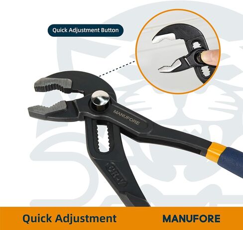 كماشة مضخة مياه من مانفور، 7/10/12 بوصة كماشة مفصلية سريعة الفك مع فك على شكل حرف V، لأنابيب الإمساك والقضبان والأعمدة in Kuwait