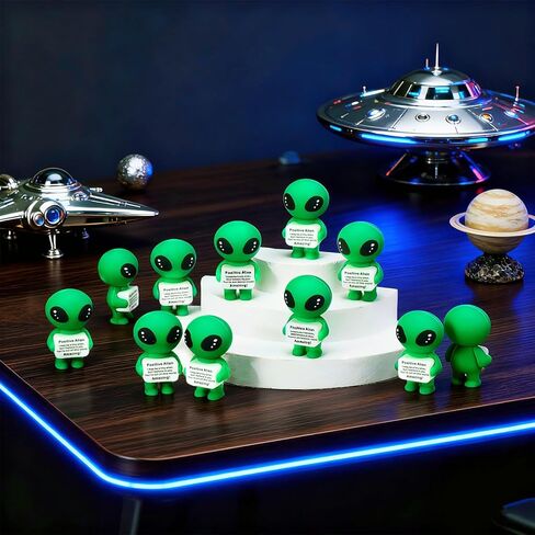 Soulchen 50 قطعة من الهدايا الملهمة للموظفين، ديكور حيوانات فضائي رائع صغير، مطاط إيجابي، كائن فضائي للتشجيع اليومي، التأكيد الذاتي، ديكور UFO العبقري غريب الأطوار in Kuwait