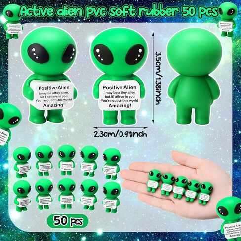 Soulchen 50 قطعة من الهدايا الملهمة للموظفين، ديكور حيوانات فضائي رائع صغير، مطاط إيجابي، كائن فضائي للتشجيع اليومي، التأكيد الذاتي، ديكور UFO العبقري غريب الأطوار in Kuwait