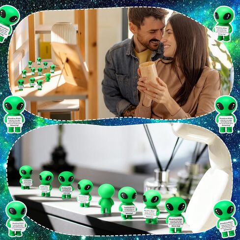 Soulchen 50 قطعة من الهدايا الملهمة للموظفين، ديكور حيوانات فضائي رائع صغير، مطاط إيجابي، كائن فضائي للتشجيع اليومي، التأكيد الذاتي، ديكور UFO العبقري غريب الأطوار in Kuwait