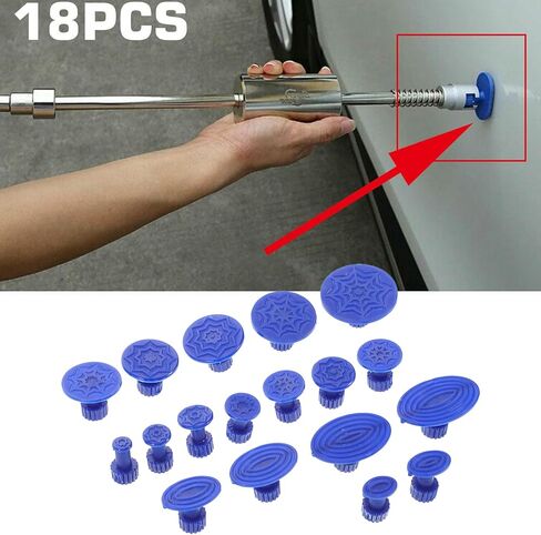 مجموعة علامات سحب دنت السيارة 18 قطعة - وسادات إصلاح دنت بدون طلاء لأدوات إزالة دينج الباب المتضررة من الجسم التلقائي (علامات سحب الغراء الأزرق) in Kuwait