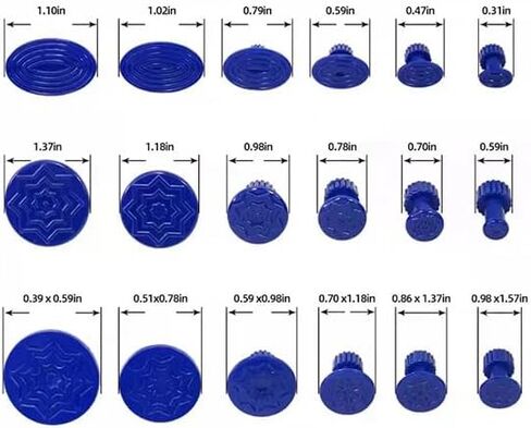 مجموعة علامات سحب دنت السيارة 18 قطعة - وسادات إصلاح دنت بدون طلاء لأدوات إزالة دينج الباب المتضررة من الجسم التلقائي (علامات سحب الغراء الأزرق) in Kuwait