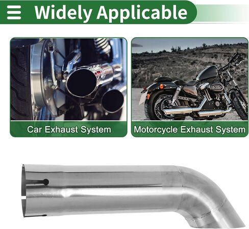 Motoforti 2.5 بوصة مدخل معرف رفض ماسورة العادم T304 الفولاذ المقاوم للصدأ سطح تلميع مغزل منحنى الكوع أنبوب 12 بوصة الطول الإجمالي مناسب لأنابيب العادم 2.5 بوصة OD in Saudi Arabia