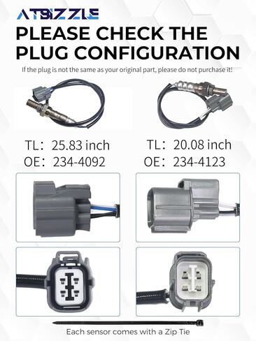 O2 Oxygen Sensor 234-4092 234-4123 Upstream and Downstream Fit for 2001-2005 Honda Civic 1.7L D17A7 CNG, 2PCS in Kuwait