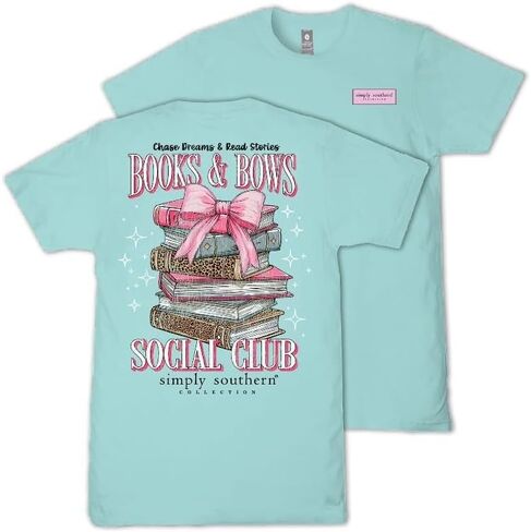 Simply Southern Chase Dreams & Read Stories - Books & Bows Social Club - Adult T-Shirt in Saudi Arabia