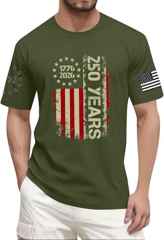250 Anniversary USA Shirt Crewneck Pullover Tops 1776-2026 Men's Shirts Short Sleeve Tshirts America Crew Neck Tees in Saudi Arabia