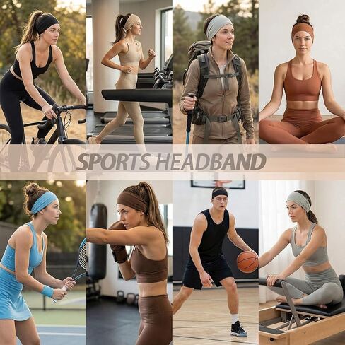 Wide Headbands for Women - 6 Pack Stretchy Soft Hair Bands for Workout, Yoga, Running, Makeup & Face Washing - Fashion Knotted Head Wraps & Hair Accessories in Kuwait