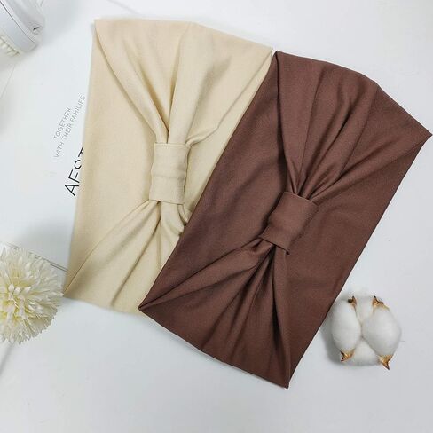 Wide Headbands for Women - 6 Pack Stretchy Soft Hair Bands for Workout, Yoga, Running, Makeup & Face Washing - Fashion Knotted Head Wraps & Hair Accessories in Kuwait