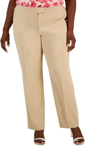 Anne Klein Womens Plus High Rise Khaki Straight Leg Pants Beige 18W, Latte in Saudi Arabia