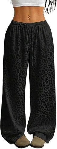 Aoulaydo Women's Satin Silk Wide Leg Pants Low Waist Baggy Pants Lounge Bottoms with Pockets for 2026 Trendy in Kuwait