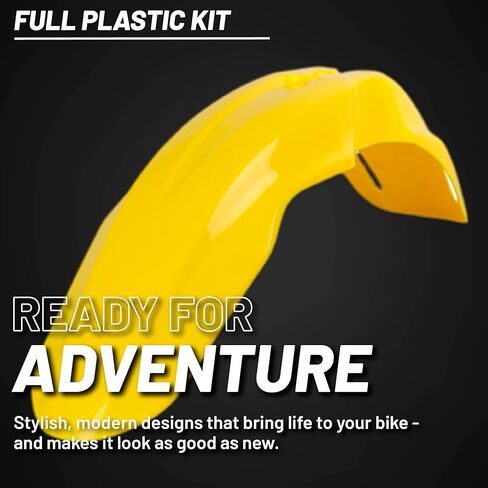 Polisport Motocross (MX) Replica Plastic Kit for Suzuki RMZ 450 (2005-06) Dirt Bike – OEM Quality, Durable, Flexible & Perfect Fit – Yellow/White in Kuwait