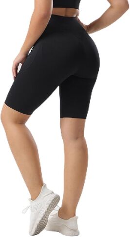 Biker Shorts Women High Waisted Tummy Control Workout Shorts with 2 Pockets for Gym Running Yoga Pilates in Saudi Arabia