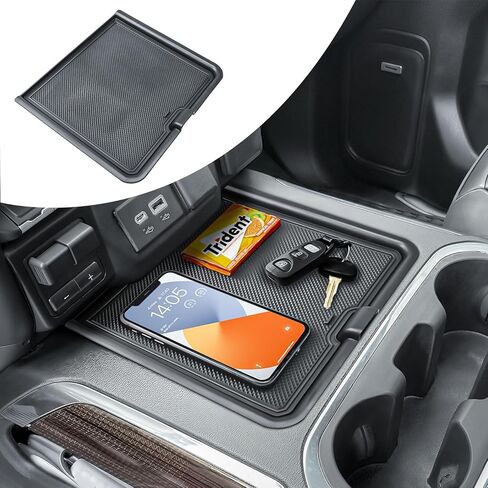 TACOBRO Center Console Storage Cover Organizer Compatible with 2019-2022 Chevy Silverado 1500 / GMC Sierra 1500 and 2020-2023 Silverado/Sierra 2500HD 3500HD (For Bucket Seats Only) Black Trim in Saudi Arabia