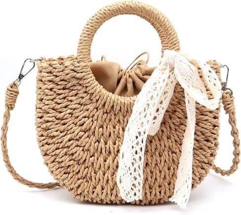 القش مخلب مقبض علوي حقائب الروطان القش حقيبة الصيف حقيبة حمل على الشاطئ حقيبة كتف Crossbody السفر حقيبة شاطئية in Kuwait