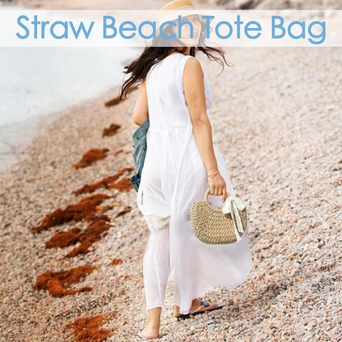 Straw Clutch Top Handle Handbags Rattan Straw Bag Summer Beach Tote Shoulder Bag Crossbody Travel Beach Tote in Saudi Arabia
