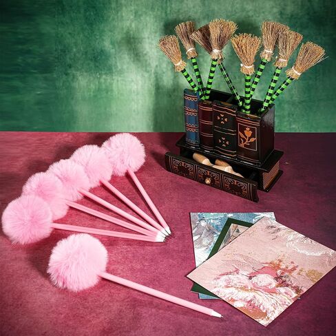 32 Pack Witch and Princess Party Favors,Princess Party Decorations Pens Set Including witch broom and Hat Pens pink fluffy Crowns pen Halloween Themed Party Birthday Gifts Supplies Goodie Bag Fillers in Kuwait