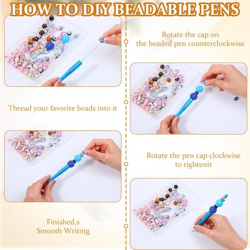 120 قطعة من أقلام حبر جاف مطرزة، أقلام قابلة للخرز، مجموعة أقلام قابلة للخرز DIY - قلم خرز بلاستيكي ملون للأطفال والطلاب واللوازم المكتبية والمدرسية (متعدد الألوان) in Kuwait