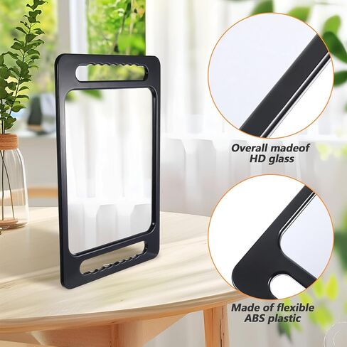 Unbreakable Portable Makeup Mirror with Double Handles Large Handheld Tray Mirror Durable Lightweight Mirrors for Beauty Salon Barbers and Stylists Ergonomic Handgrip in Saudi Arabia