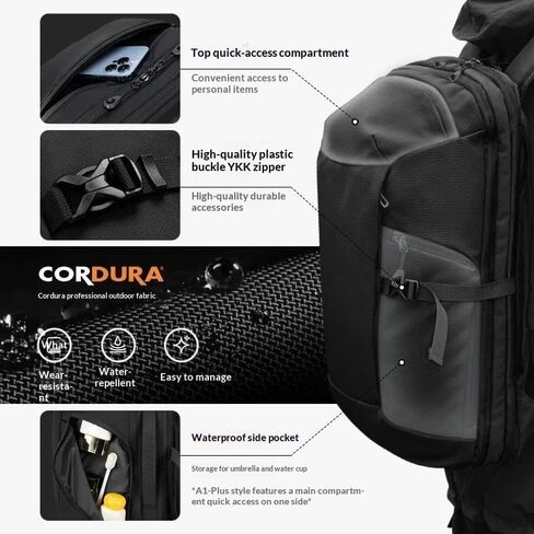 reeyee A1 plus Aurora 30L Travel Backpack, Water-Repellent CORDURA Fabric Laptop Bag with 180° Opening, Wet Dry Separation, X-Shaped Breathable System, Business Commuter Rucksack for Men & Women in Kuwait