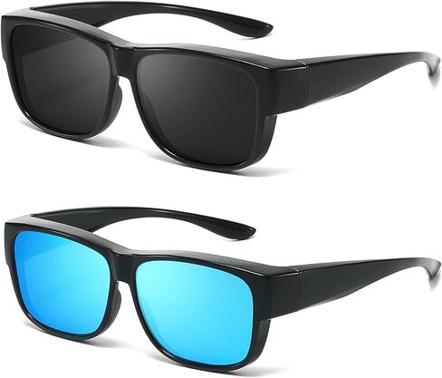 نظارات شمسية من FIMILU فوق النظارات الشمسية للرجال، نظارات شمسية مستقطبة تناسب النظارات الشمسية تلتف حول النظارات حماية من الأشعة فوق البنفسجية 400 أثناء القيادة (عبوتان) in Kuwait