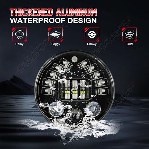 CHUSYYRAY 7'' Round Compatible with Yamaha V-Star 650 Classic XVS650A LED Motorcycle Headlight Assembly 1998-2010 for Off Road, High Low Beam DRL Turn Signal, DOT Approved, 10000LM 6500K White, 1PCS in Kuwait