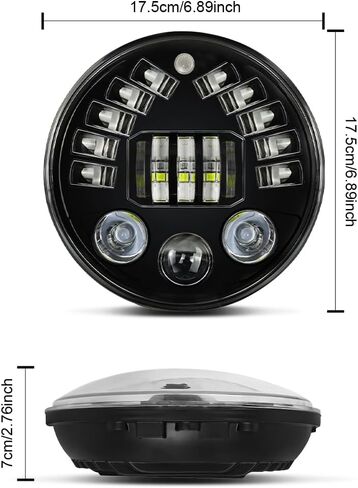 CHUSYYRAY 7'' Round Compatible with Yamaha V-Star 650 Classic XVS650A LED Motorcycle Headlight Assembly 1998-2010 for Off Road, High Low Beam DRL Turn Signal, DOT Approved, 10000LM 6500K White, 1PCS in Kuwait